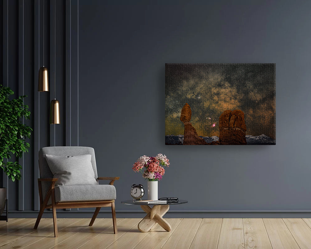 Winter Balance Rock - Canvas Print