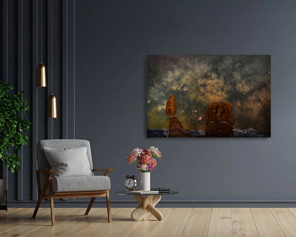 Winter Balance Rock - Metal Print