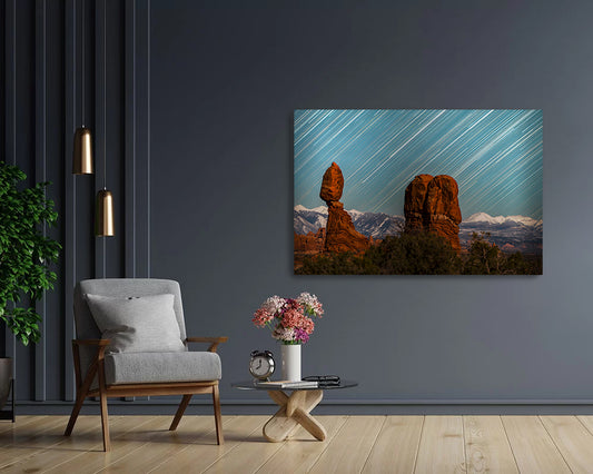 Balance Rock Star Trails - Metal Print